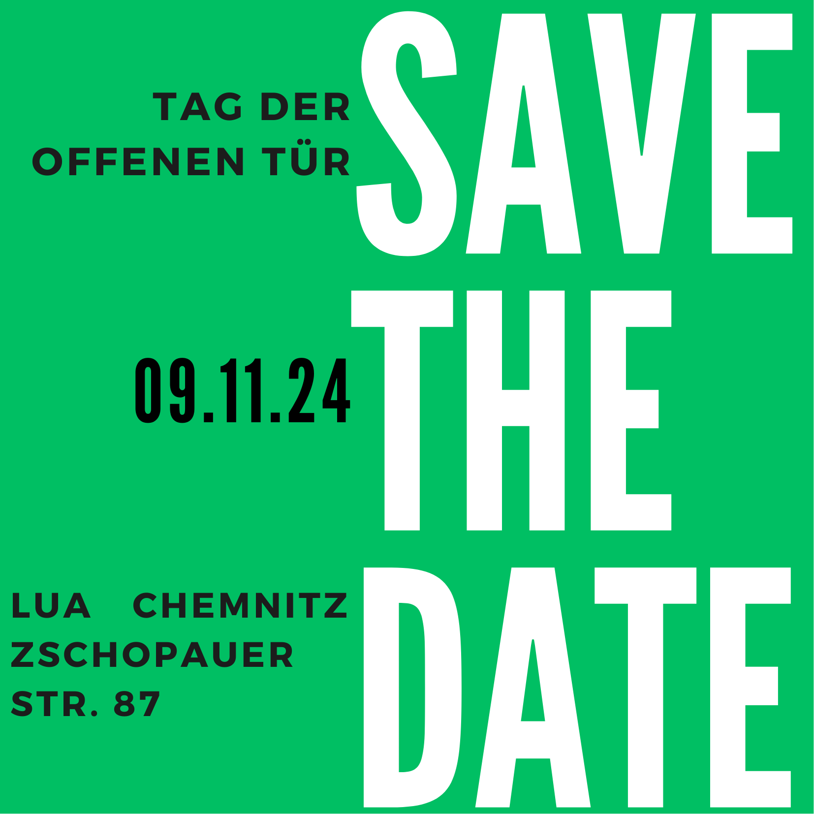 Tag der offenen Tür 2024 - save the date 09.11.2024